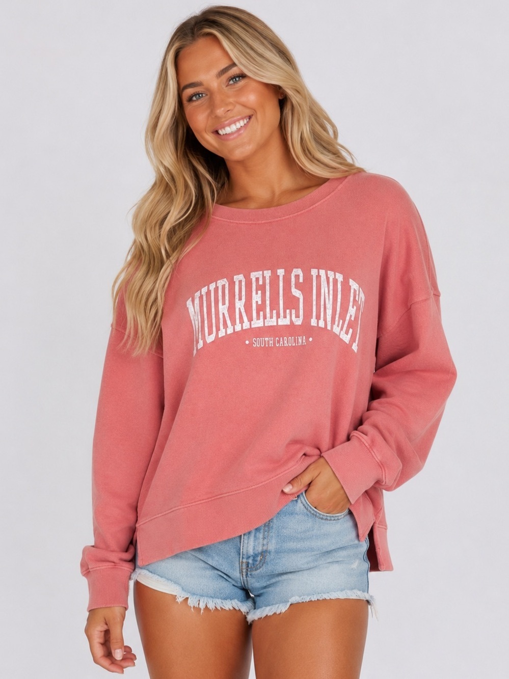 Murrells Inlet SC Graphic Sweatshirt Coral Coastal Beach Pullover Size L